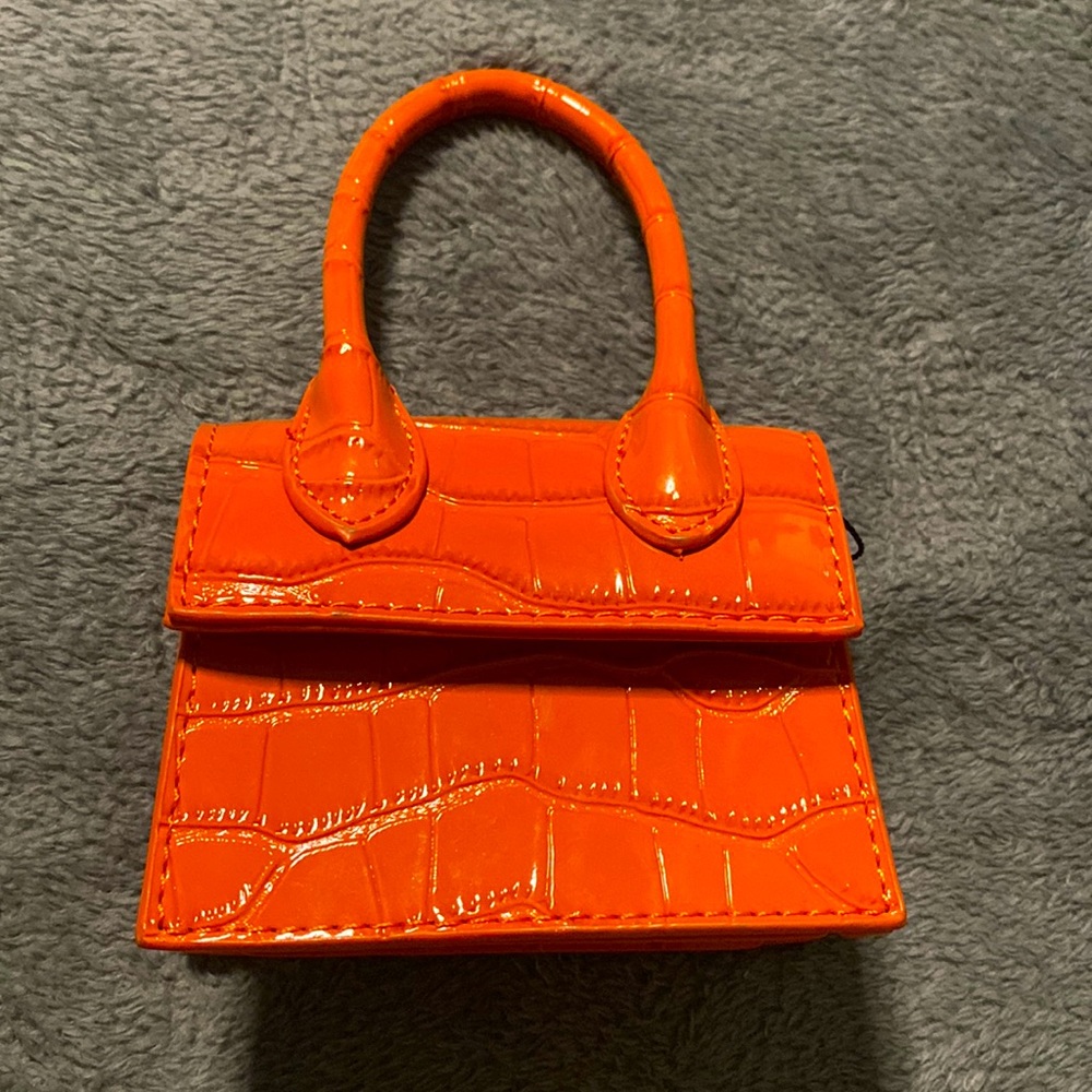 Orange Faux Croc mini bag
